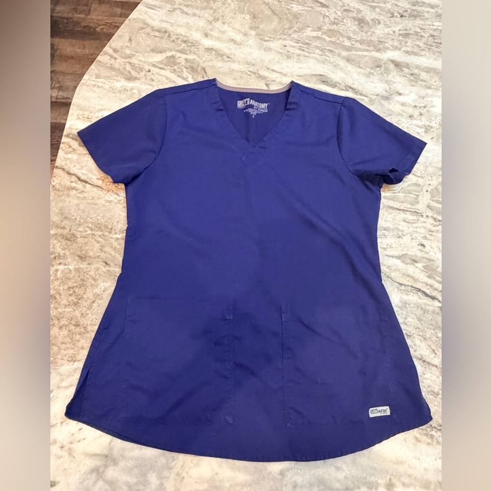 Grey’s Anatomy by Barco Blue V Neck Scrub Top Small